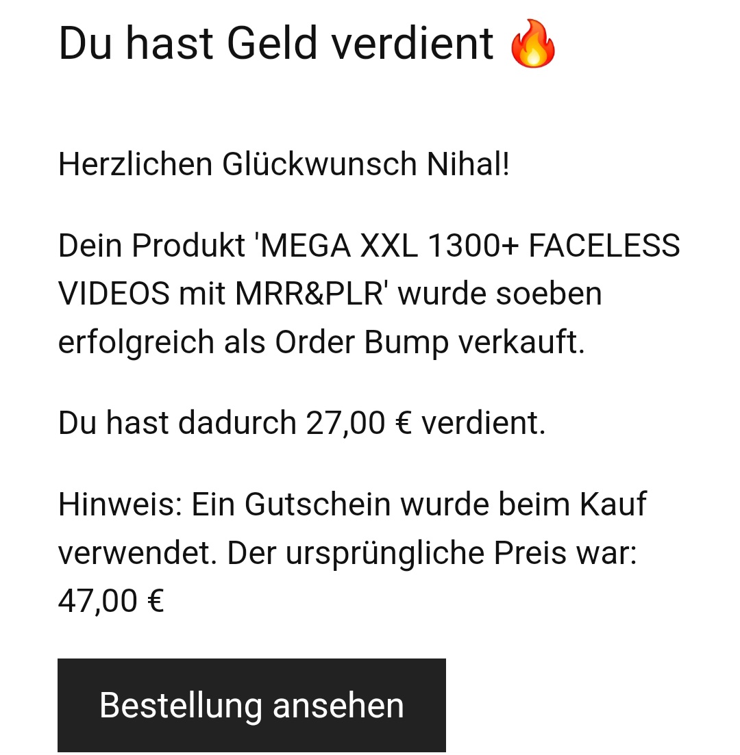 Eigene Verkaufsbenachrichtigungen digitaler Produkte, aufgebaut mit Digital Success Mastery