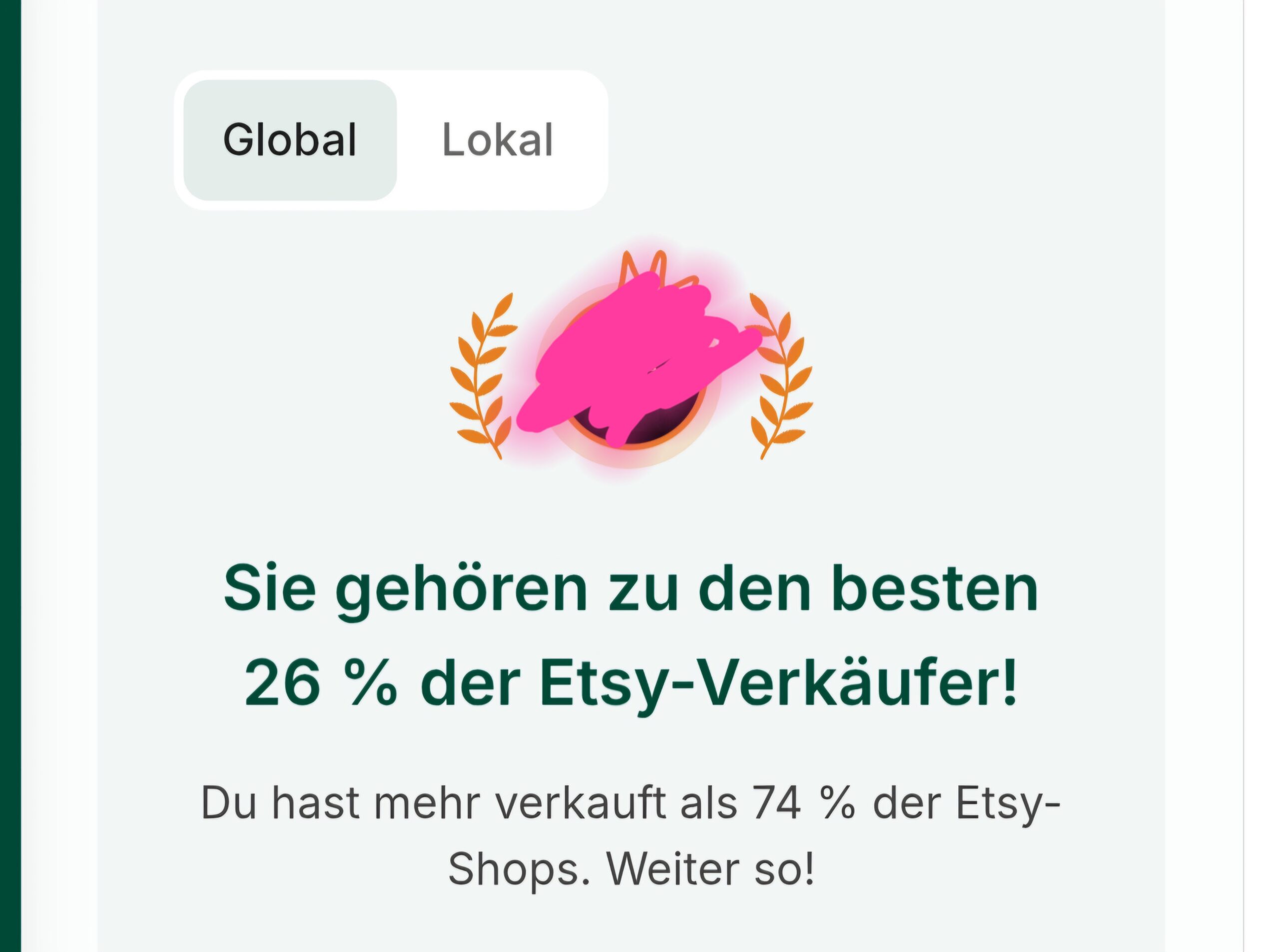 Etsy Ranking Auszeichnung: Top 26 Prozent der Etsy-Verkäufer weltweit