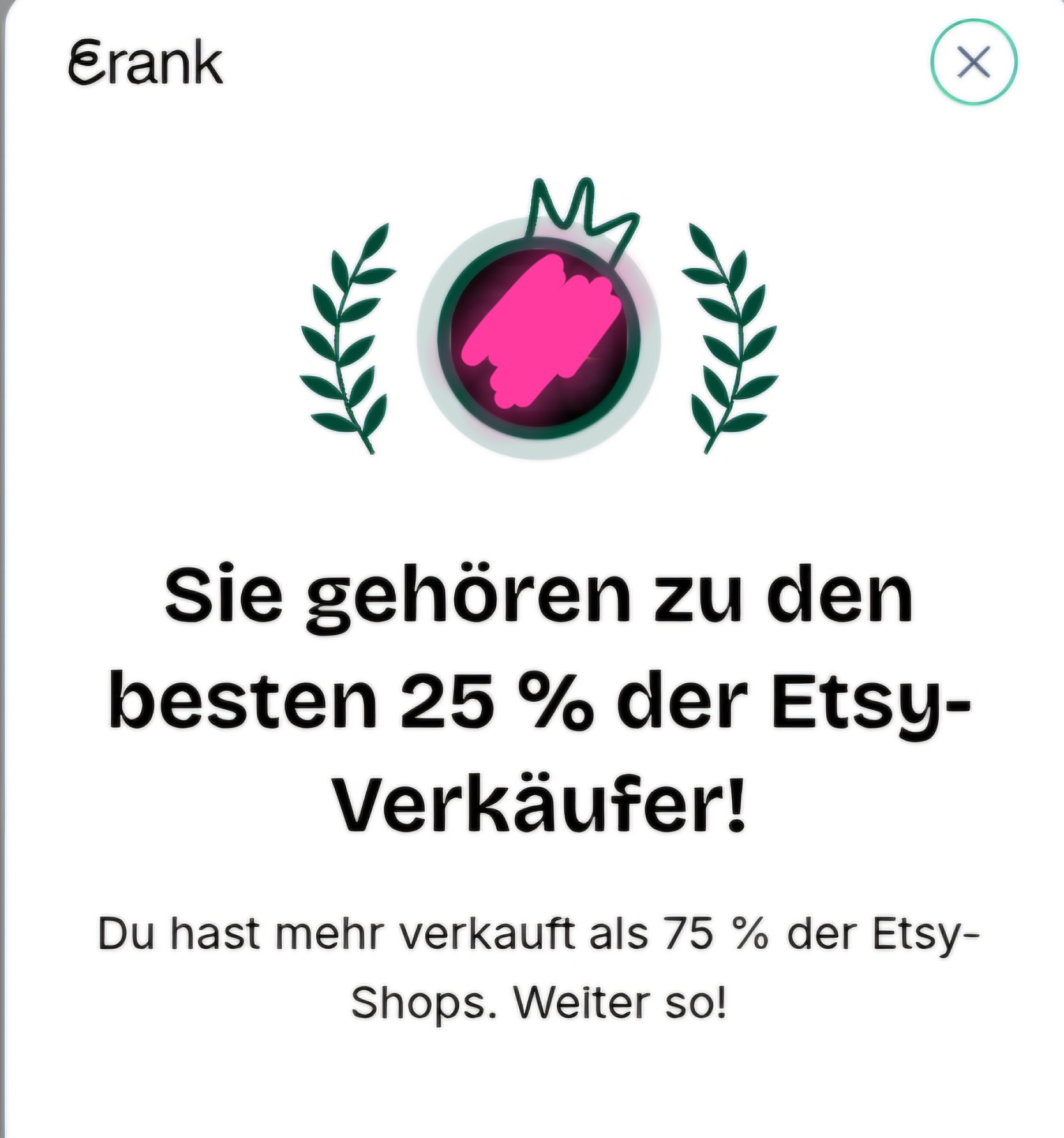 Etsy Ranking Auszeichnung: Top 25 Prozent der Etsy-Verkäufer weltweit